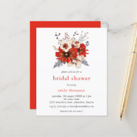 Invitación a la ducha de novia de la crema roja pr