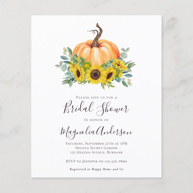 Lámina Invitación a la ducha de novia de la piel de calab (Anverso)