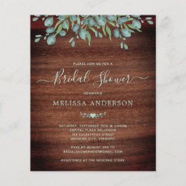 Lámina Invitación a la ducha de novia de la vegetación rú