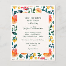 Invitación a la ducha de novia de Naranja rústico 