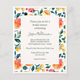 Lámina Invitación a la ducha de novia de Naranja rústico 