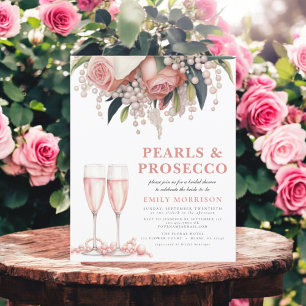 Lámina Invitación a la ducha de novia de Pearls y Prosecc