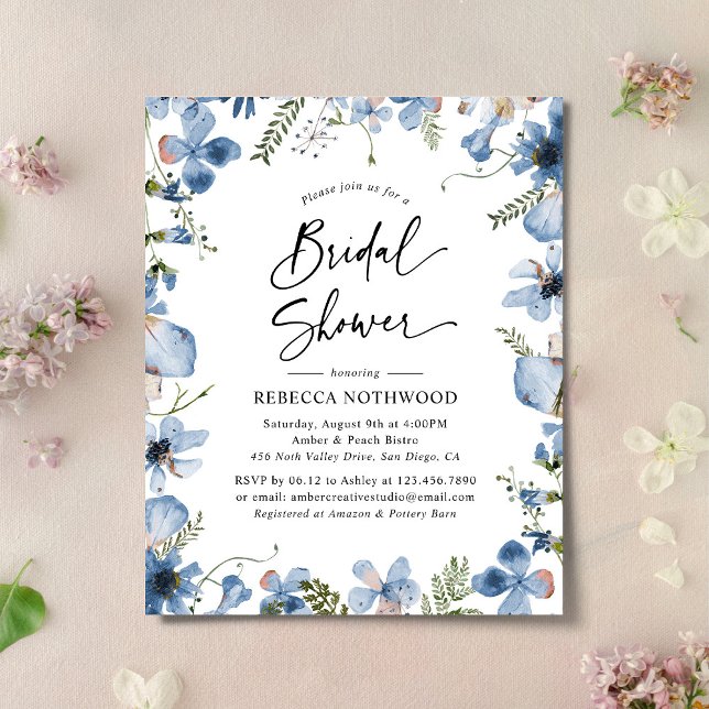 Lámina Invitación a la ducha de novia del Boho azul elega (Subido por el creador)