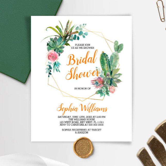 Lámina Invitación a la ducha de novia del Boho Cactus Bud (Subido por el creador)