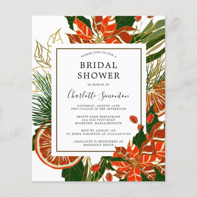 Lámina Invitación a la ducha de novia del Citrus Poinsett (Anverso)