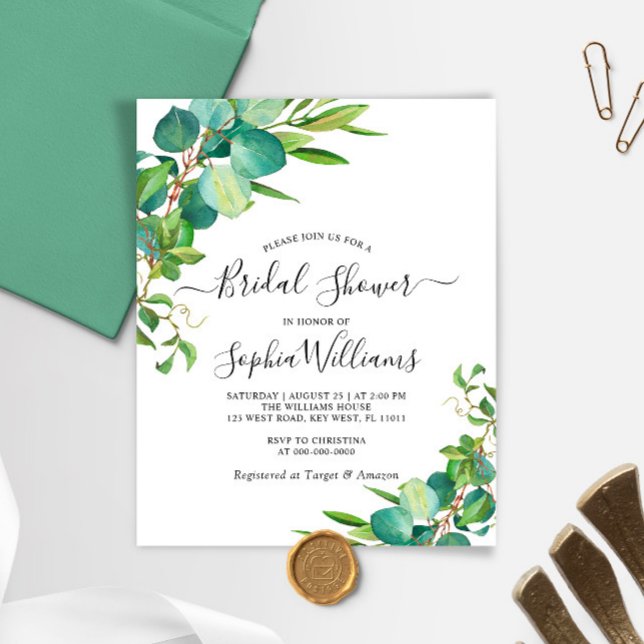 Lámina Invitación a la ducha de novia del eucalipto verde (Subido por el creador)