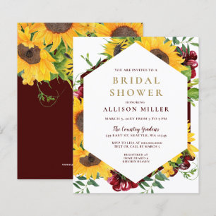 Lámina Invitación a la ducha de novia del girasol de Borg