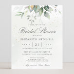 Lámina Invitación a la ducha de novia del presupuesto Euc<br><div class="desc">Hermosa invitación a la ducha de novias con eucaliptos acuáticos y hojas de oro.</div>