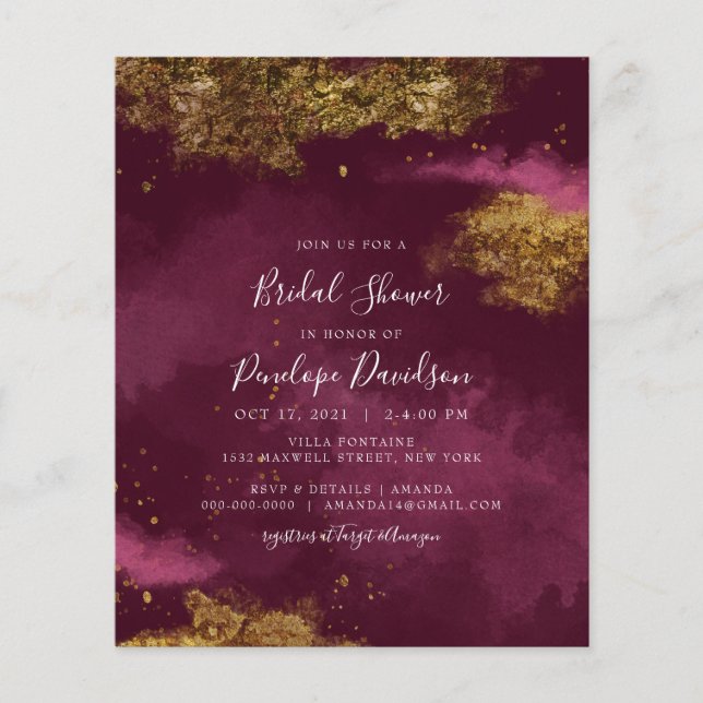 Lámina Invitación a la ducha de novia del Relieve metaliz (Anverso)