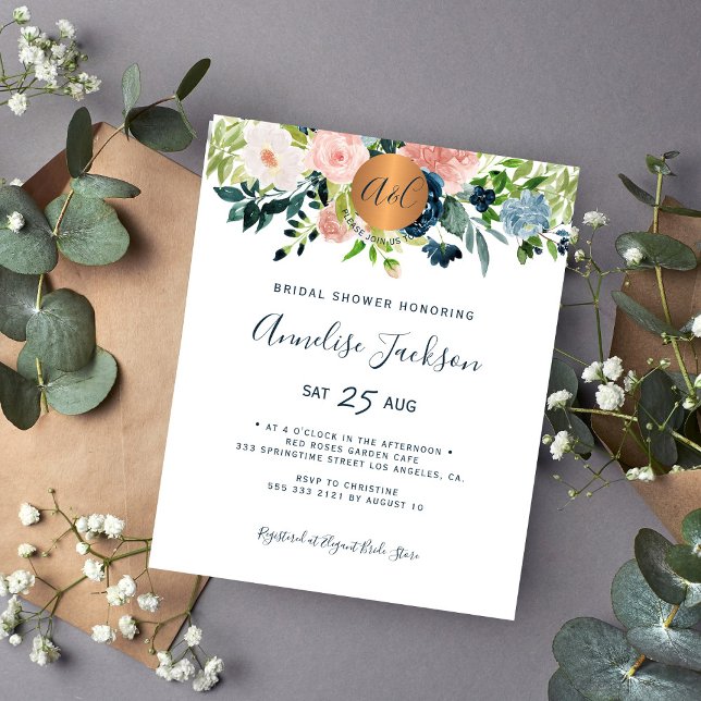 Lámina Invitación a la ducha de novia floral de acuarela (Subido por el creador)