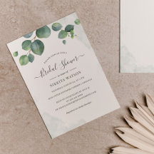 Invitación a la ducha de novia floral de Eucalyptu
