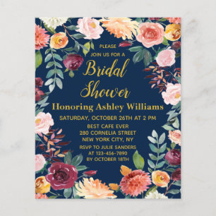 Lámina Invitación a la ducha de novia floral de la marina