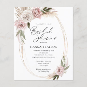 Lámina Invitación a la ducha de novia floral del Boho Bud