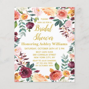 Lámina Invitación a la ducha de novia floral del Boho oto
