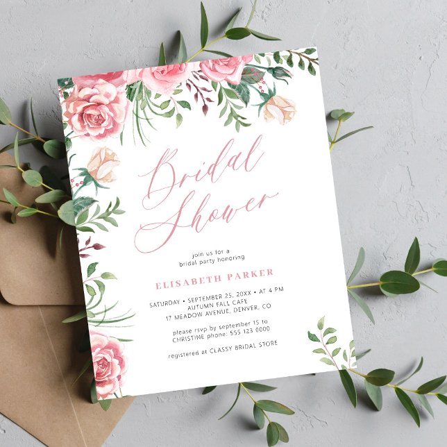 Lámina Invitación a la ducha de novia floral elegante con (Subido por el creador)