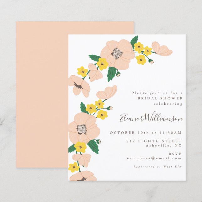 Lámina Invitación a la ducha de novia floral floral amari (Anverso / Reverso)
