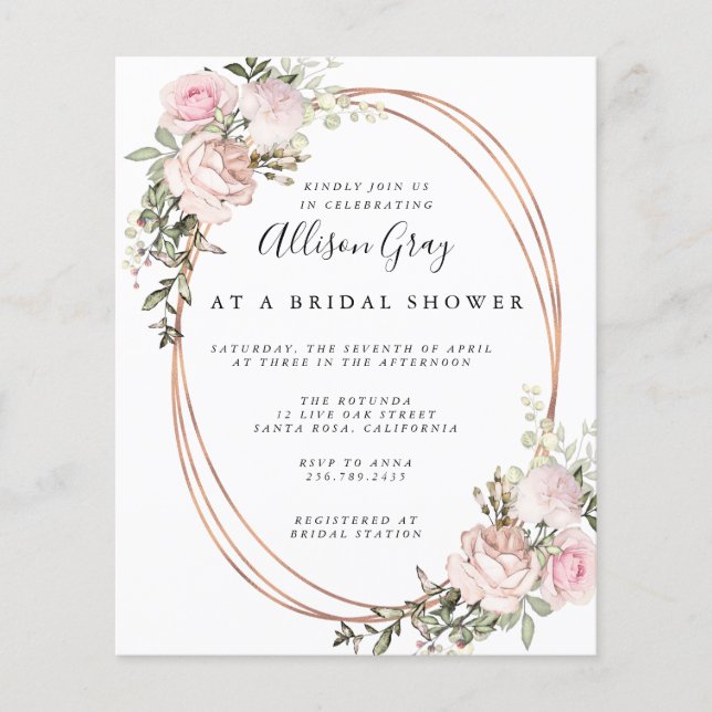 Lámina Invitación a la ducha de novia floral primavera (Anverso)