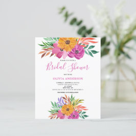 Lámina Invitación a la ducha de novia floral rosa