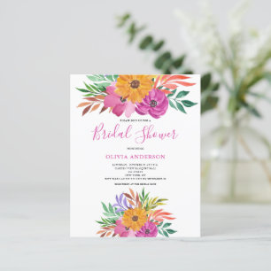 Lámina Invitación a la ducha de novia floral rosa