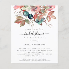 Lámina Invitación a la ducha de novia floral rosa acuarel