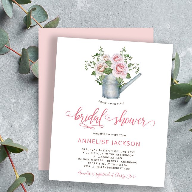 Lámina Invitación a la ducha de novia floral rosa BUDGET (Subido por el creador)