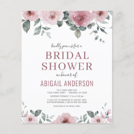 Lámina Invitación a la ducha de novia floral, Rosa y agit