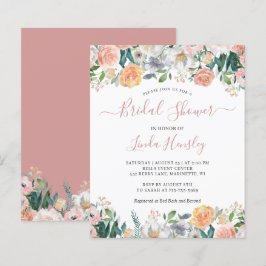 Lámina Invitación a la ducha de novia floral, Rosa y agit