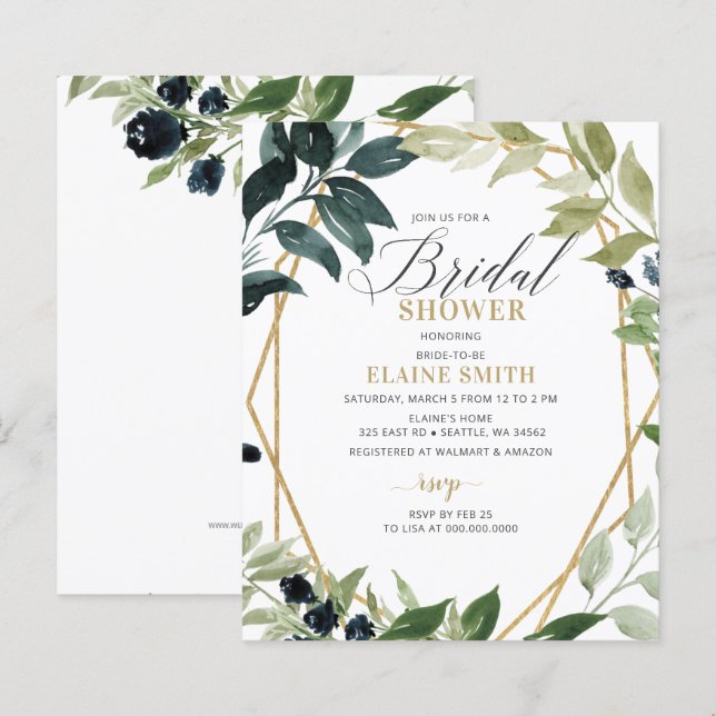 Lámina Invitación a la ducha de novia geométrica de la ve (Anverso / Reverso)