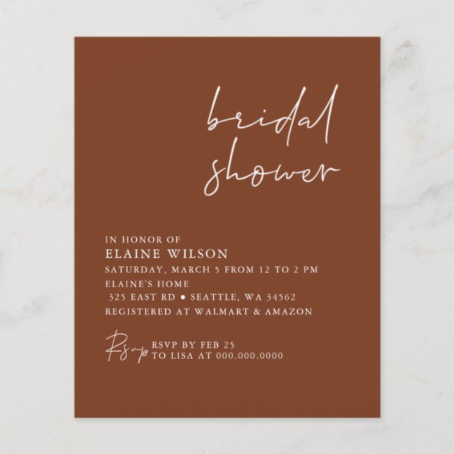 Lámina Invitación a la ducha de novia moderna de Budget T (Anverso)