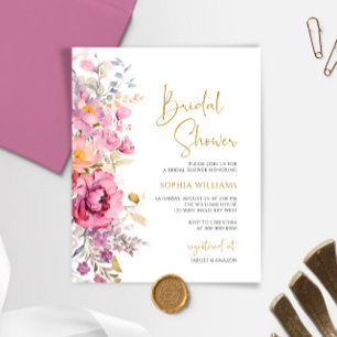 Lámina Invitación a la ducha de novia Purple Wildflowers 