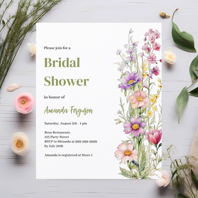 Lámina Invitación a la ducha de novia púrpura floral (Subido por el creador)