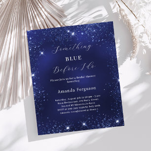 Lámina Invitación a la ducha de novia purpurina azul
