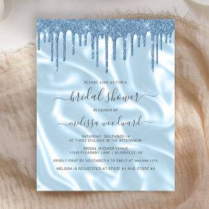 Lámina Invitación a la ducha de novia Satin Purpurina azu