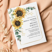 Invitación a la ducha de novia sunflower de eucali