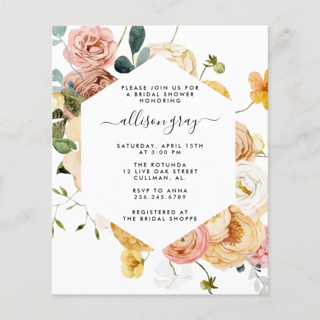 Lámina Invitación a la ducha de novia Sutton (Anverso)