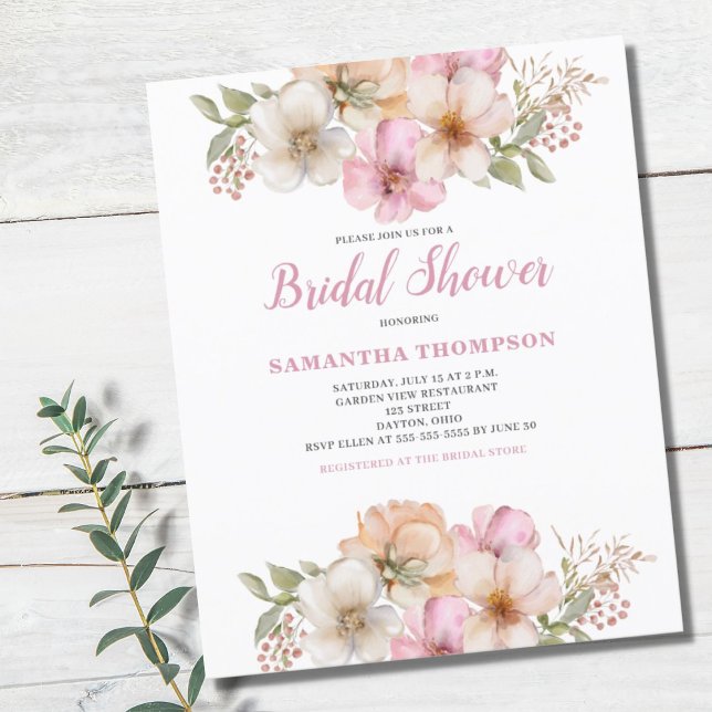 Lámina Invitación a la ducha de novias con flores de colo (Subido por el creador)