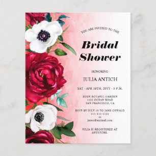 Lámina Invitación a la ducha de novias con vino tinto roj