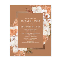 Invitación a la ducha de novias de algodón de las