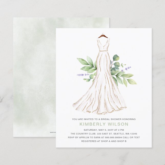 Lámina Invitación a la ducha de novias de Boda de verde p (Anverso / Reverso)