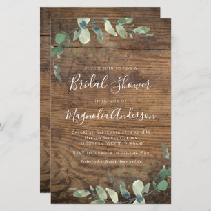 Lámina Invitación a la ducha de novias de Eucalipto Rústi