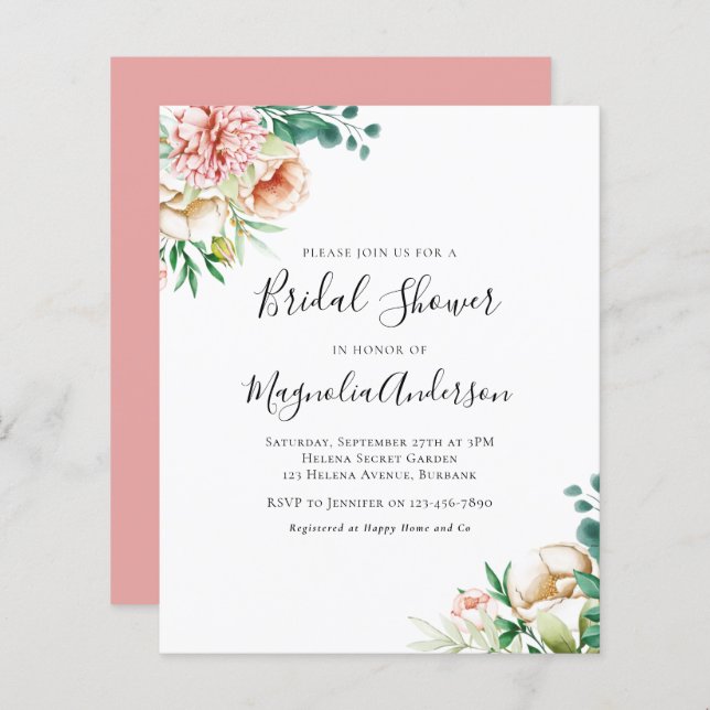 Lámina Invitación a la ducha de novias de Eucalyptus Peon (Anverso / Reverso)