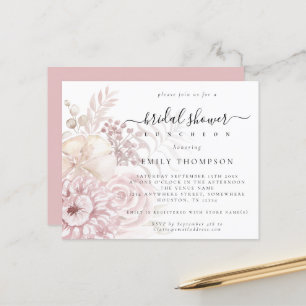 Lámina Invitación a la ducha de novias de flores rosadas