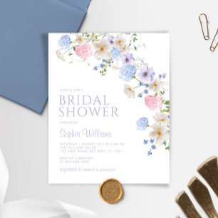 Lámina Invitación a la ducha de novias de Pastel Wildflow