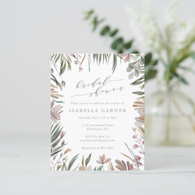 Lámina Invitación a la ducha de novias de Sage Rústica de (Anverso de pie)