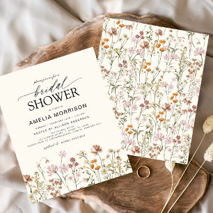 Lámina Invitación a la ducha de novias entre flores silve