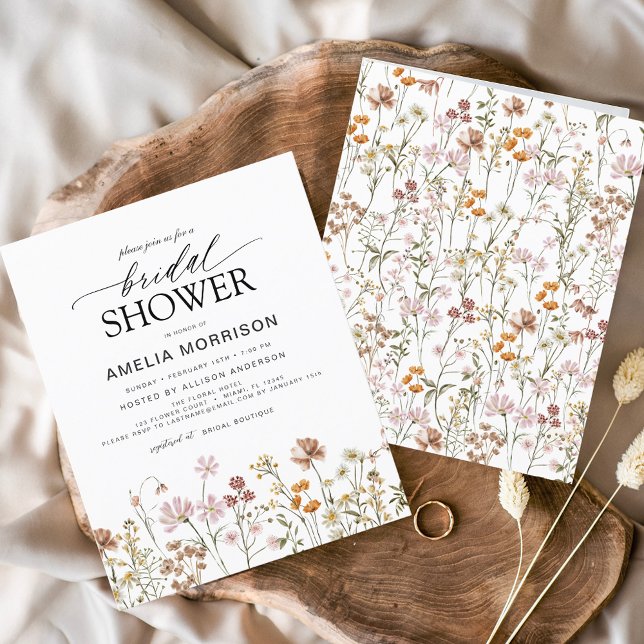 Lámina Invitación a la ducha de novias entre flores silve (Subido por el creador)