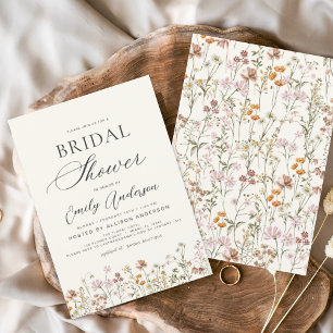 Lámina Invitación a la ducha de novias entre flores silve