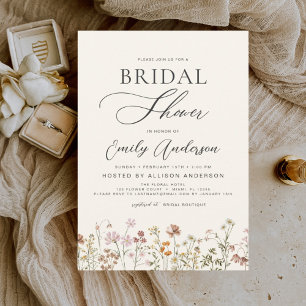 Lámina Invitación a la ducha de novias entre flores silve