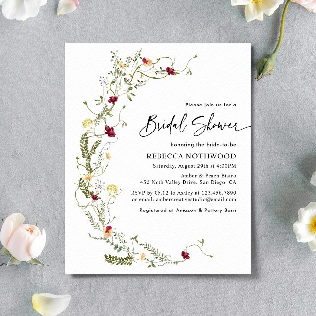 Lámina Invitación a la ducha de novias entre flores silve (Subido por el creador)