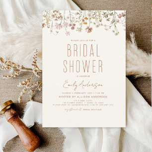 Lámina Invitación a la ducha de novias entre flores silve
